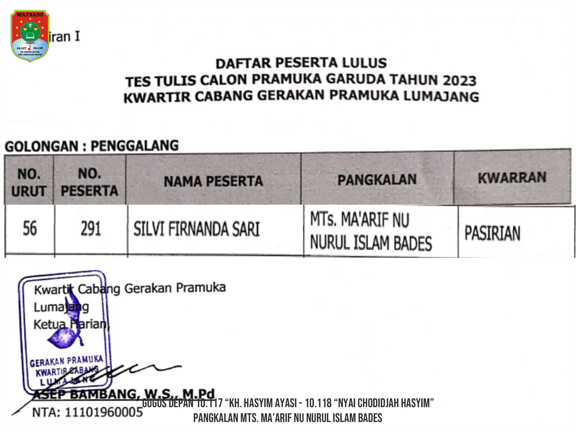 LOLOS KE TAHAP TES WAWANCARA CPG MATSANI